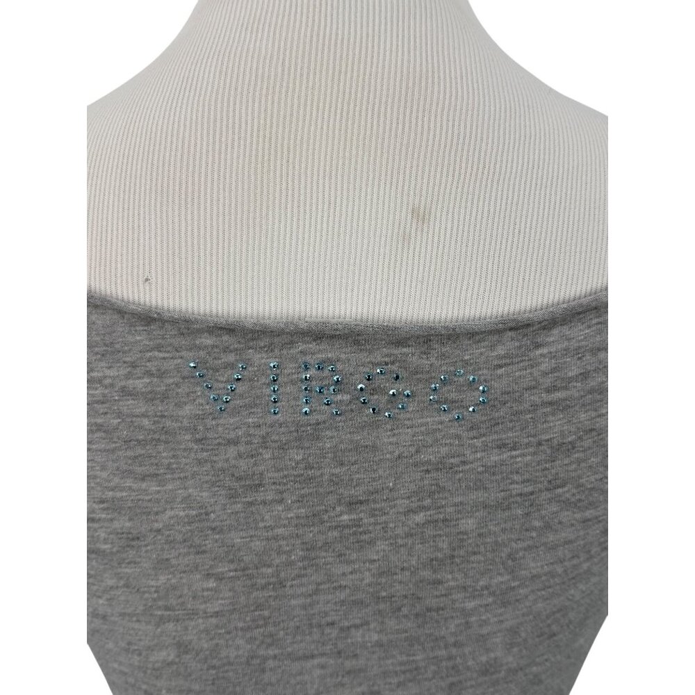 Vintage 90s NWT Gray Studded Virgo Zodiac Tee | Streetwear Y2K Noughties McBling - Picture 10 of 13
